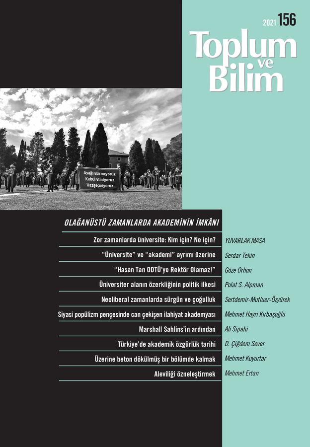Toplum ve Bilim Sayı 156, 2021