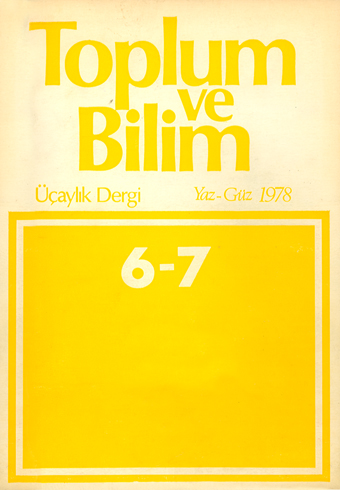 Toplum ve Bilim Sayı 6-7, 1978